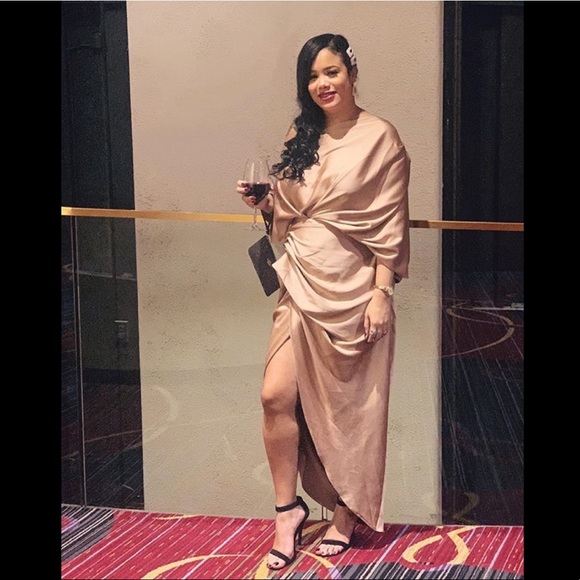 asos edition drape asymmetric linen midi dress